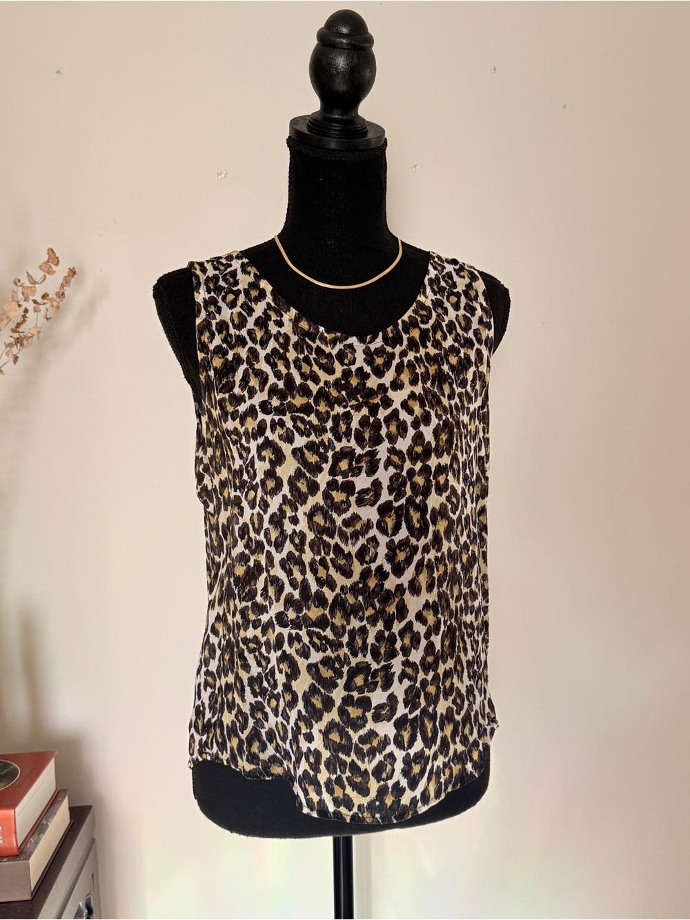 Sleeveless 100% Silk Leopard Print Tank Top - Vintage